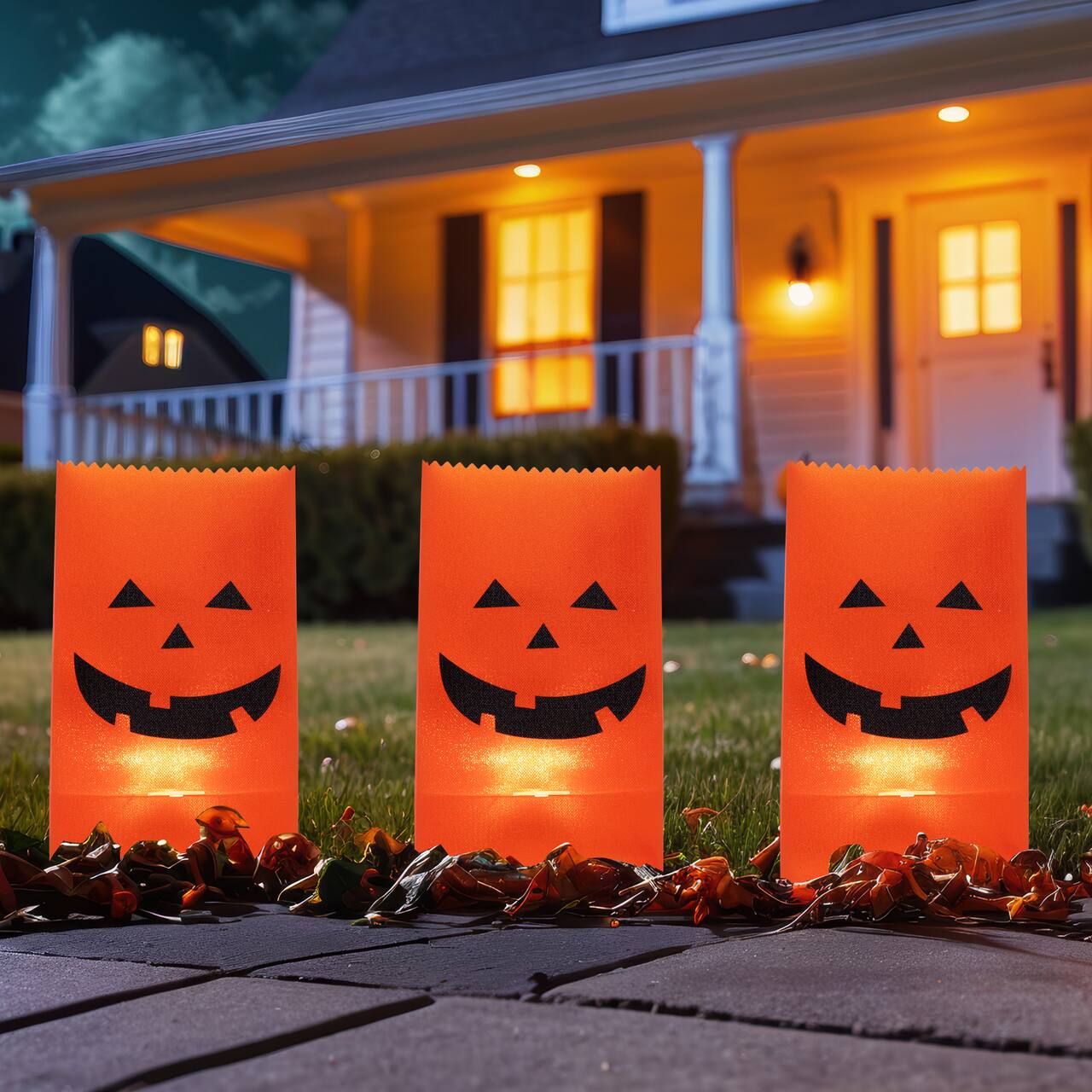 Jack-O-Lantern Halloween Luminary Pathway Markers Set